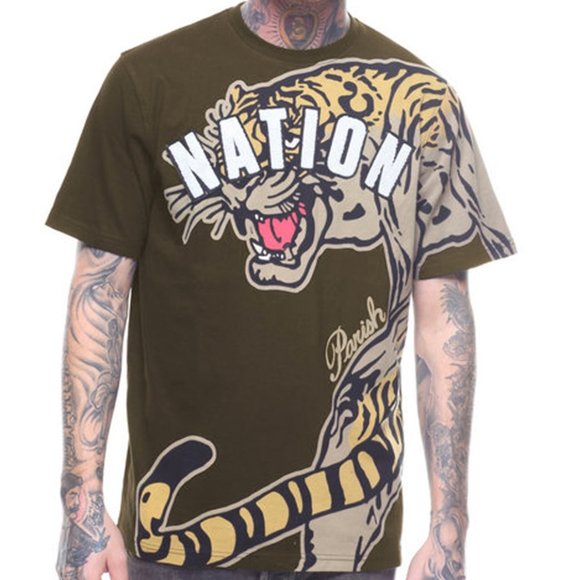 NEW PARISH MEN SHORT SLEEVE BLACK SHIRT SIZE XL - Picture 1 of 2